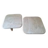 Pair of travertine nesting tables