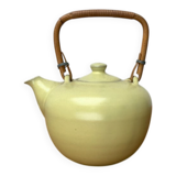 Mid-century ceramic teapot with bamboo handle, 1960s.