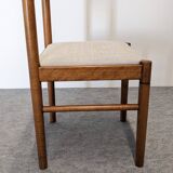 Set of 6 brutalist beech chairs, 1960s-1970s