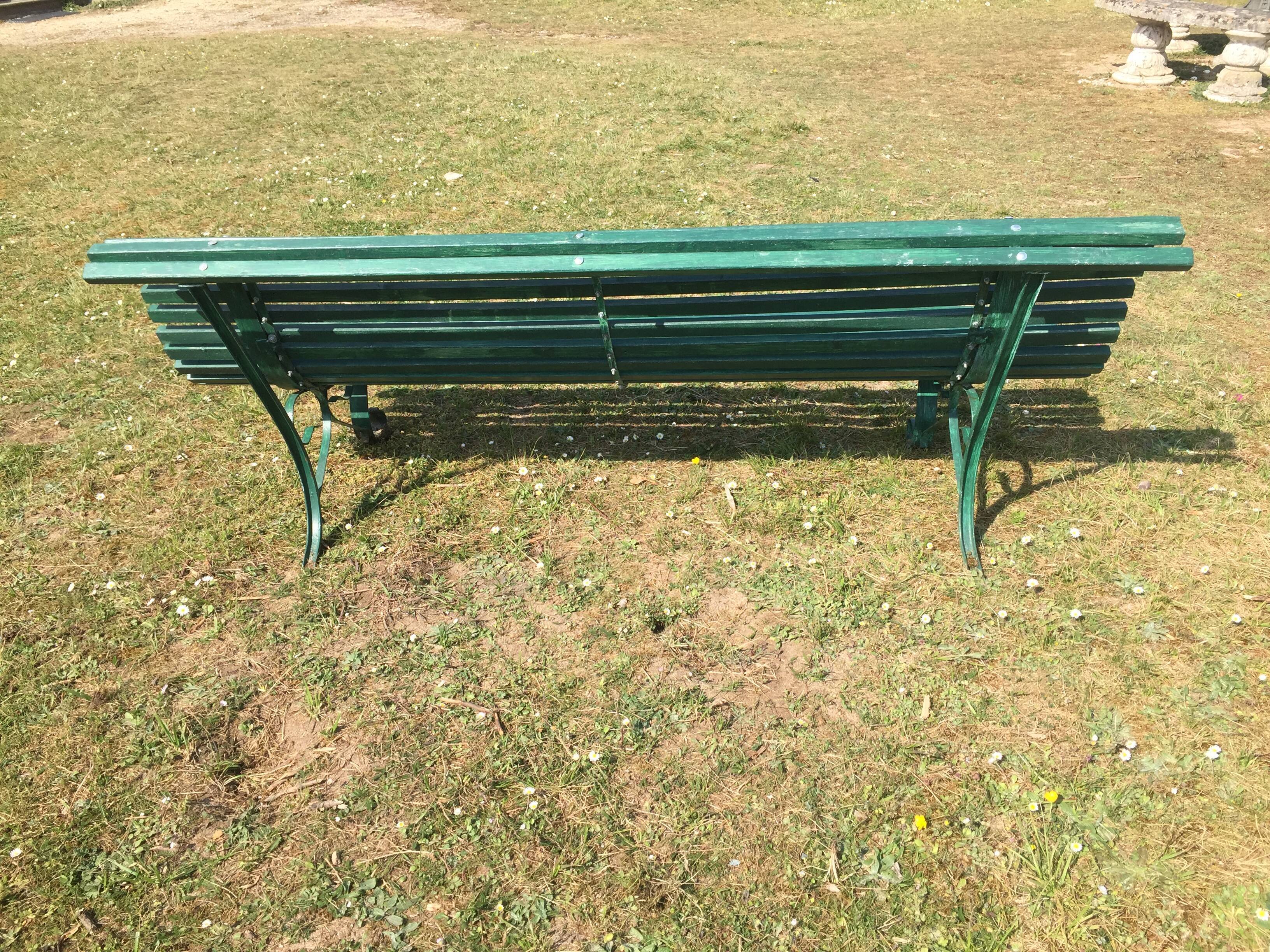 Slatd garden bench, 50s metal foot