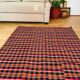 Handwoven vintage accent geometrical rug, colorful wool