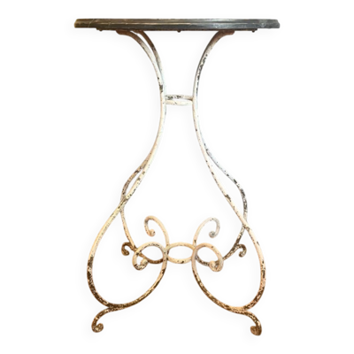 Table d'appoint art nouveau 1890 avec faux marbre forgé à la main