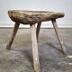 Hand-carved wooden stool, Wabi-Sabi. 1850-1900