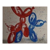 Tableau signé par Henry Escobar, Chiens Ballons XL