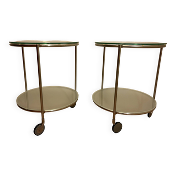 Ensemble de deux chariots en verre à deux niveaux, modèle Strind par Ehlen Johansson pour IKEA.