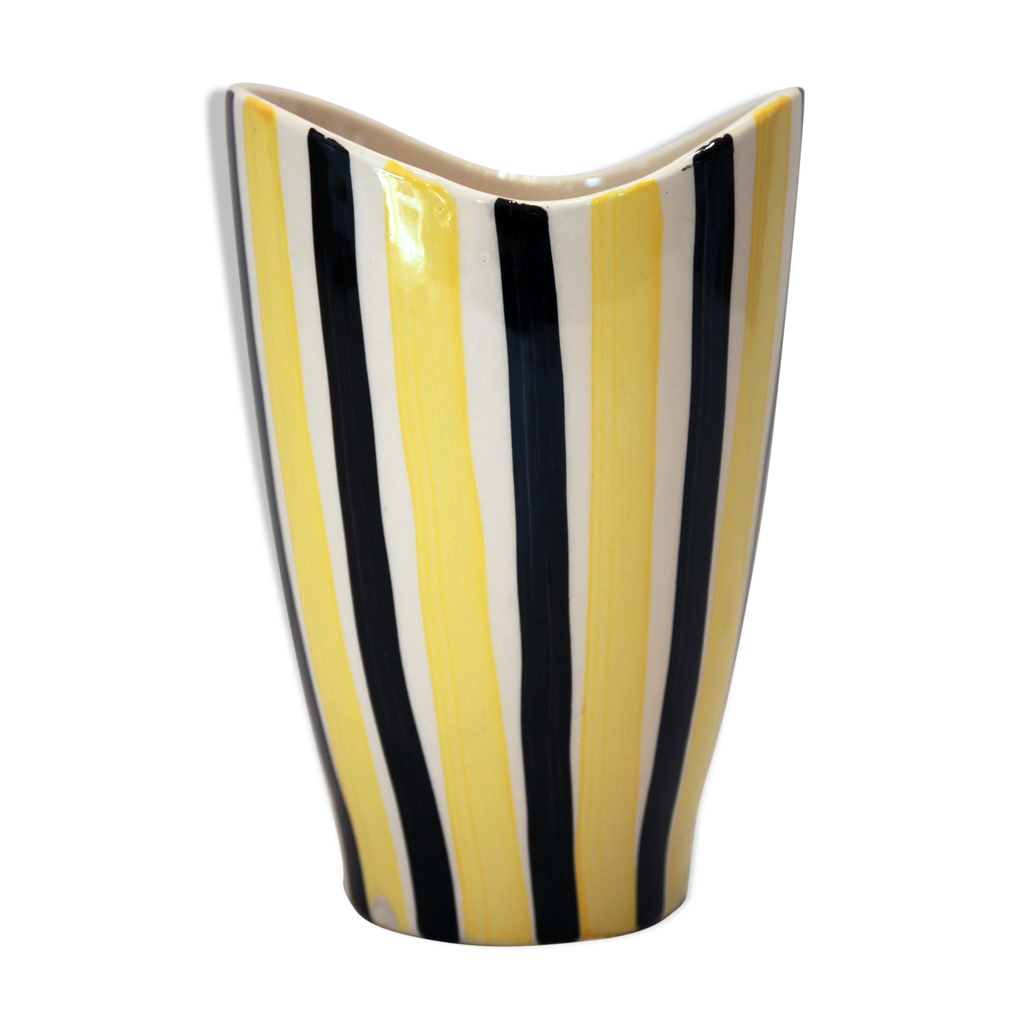 Yellow and black ceramic vase