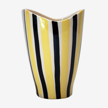 Yellow and black ceramic vase