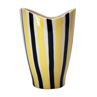 Yellow and black ceramic vase
