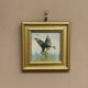 Mid-Century Oil on Panel – “ Birds” by Unknown, Vintage & Framed 11 × 11 cm