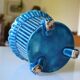 Cracked blue ceramic cache pot
