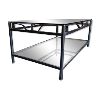 Glass and iron coffee table