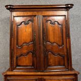 Louis XV style two-part sideboard in cherry and walnut circa 1880
