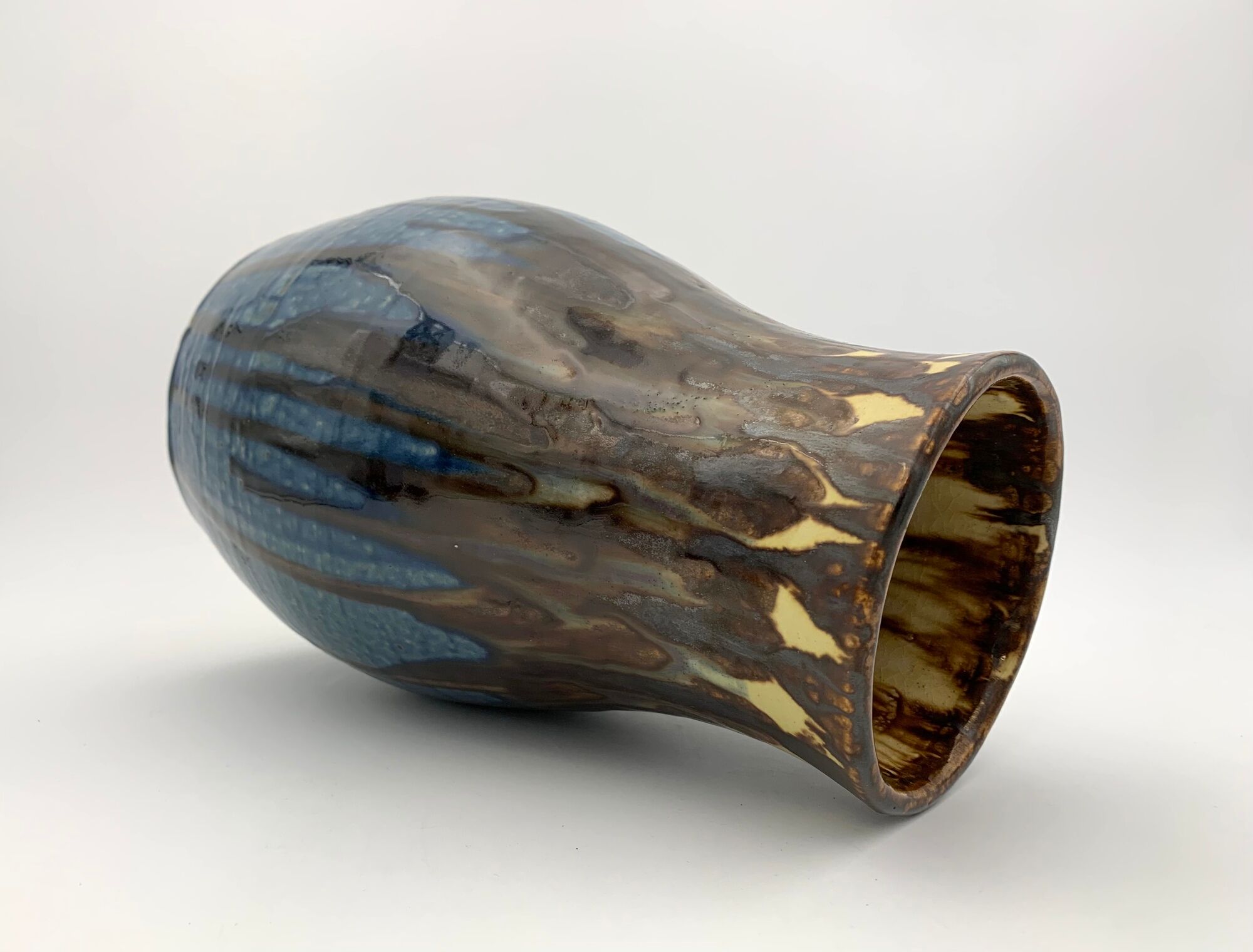 Old enamelled sandstone vase, by Joseph Talbot, Sandstone of La Borneé - 1930s