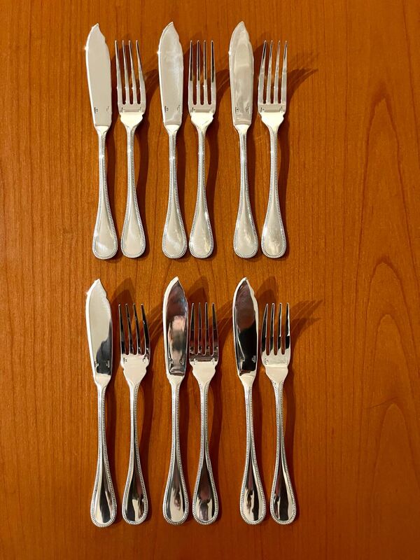 Christofle perles 6 couverts à poisson : 12 pièces ,excellent état