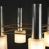 1960s chrome and glass chandelier