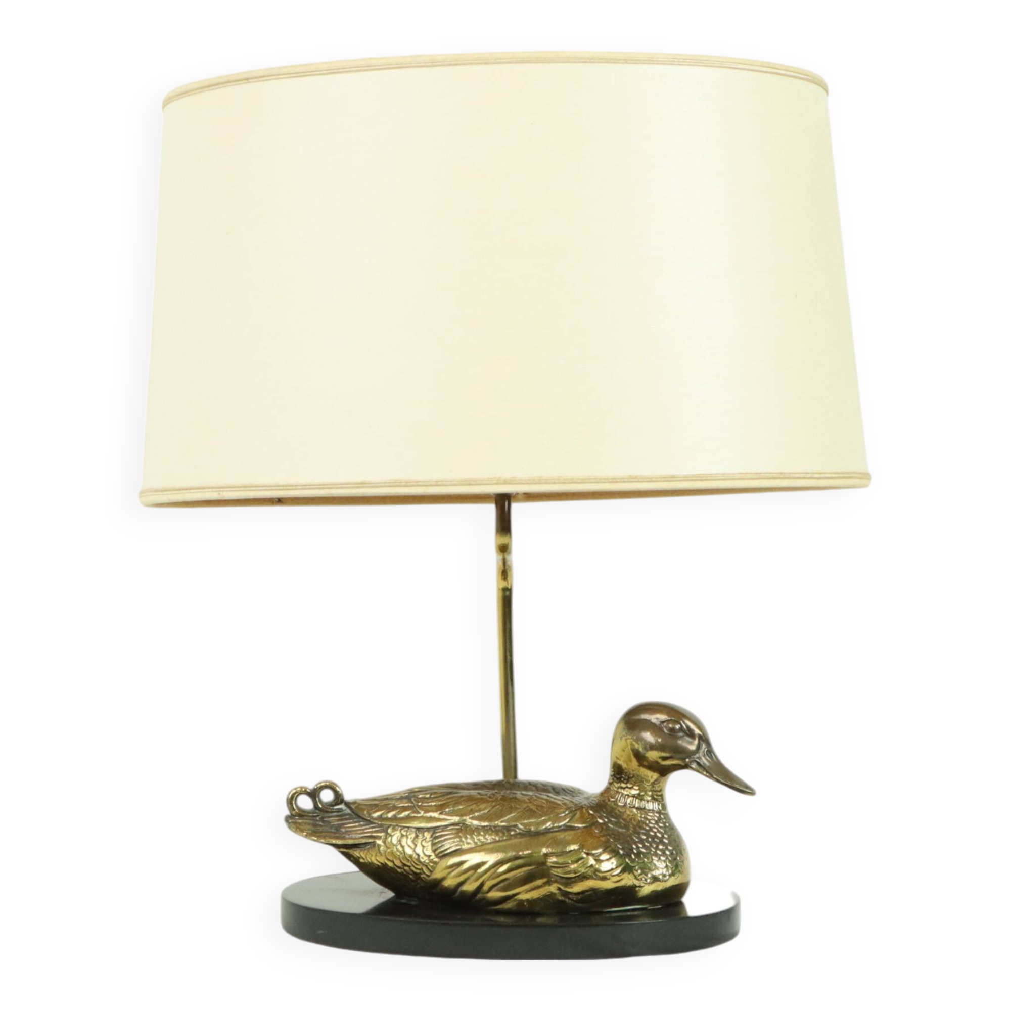 Lusterie Deknudt Duck Table Lamp Brass Marble Mid Century
