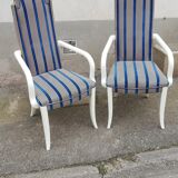 Pair of vintage armchairs blue fabric