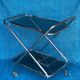 Vintage folding server 1970 with 2 smoked glass trays