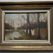 The cottage by the lake, oil on canvas, early 20th century.