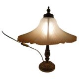 Arum table lamp with metal base and white pink glass lampshade 1970 Vintage
