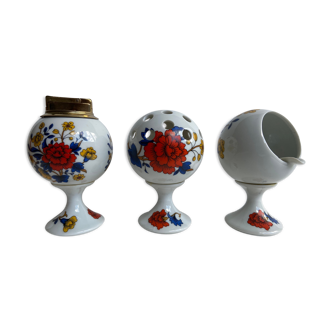 Set of lighter, cigarette holder and table ashtray