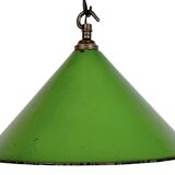 Industrial British Green Enamel Factory Pendant Lamp, 1950s