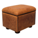 Sheepskin Leather pouf or Ottoman with storage 1970s