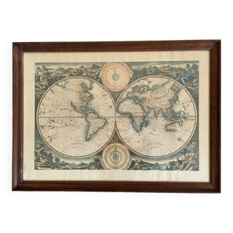 Framed 17th century world map