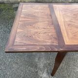 Grande table extensible, marqueterie, chêne, vintage, années 50