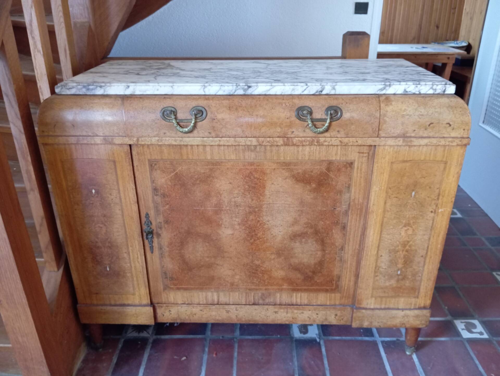 Walnut/Art Deco marble buffet