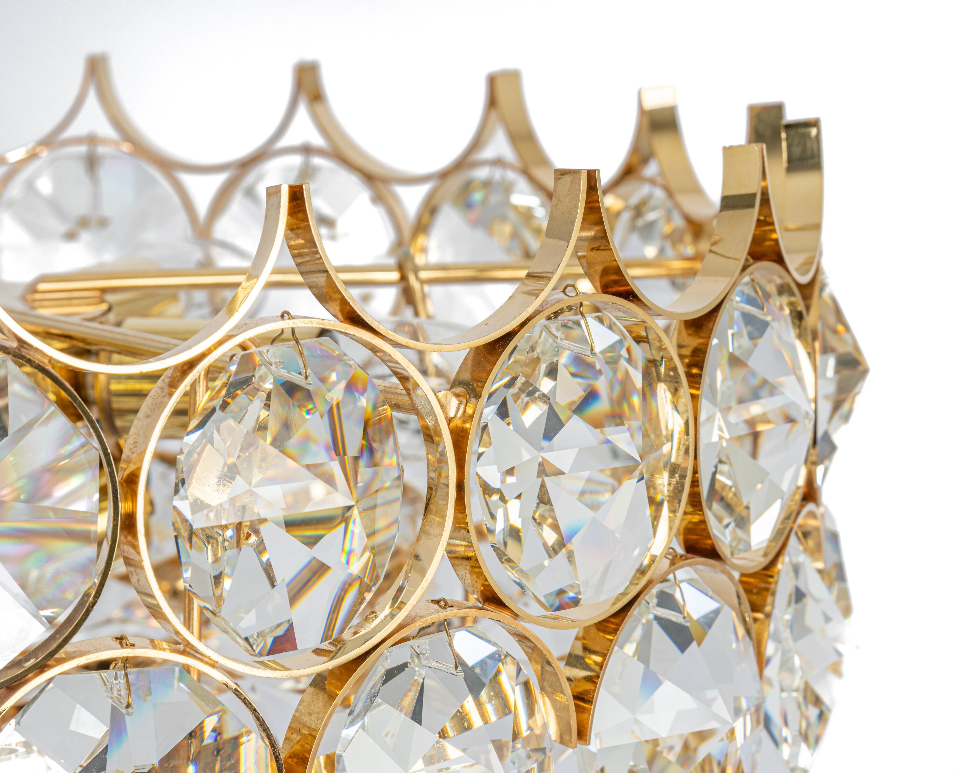 Golden brass chandelier, Sciolari design by Palwa, Germany, 1970s