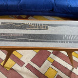 Coffee table by Berthold Muller in solid wood and ceramic