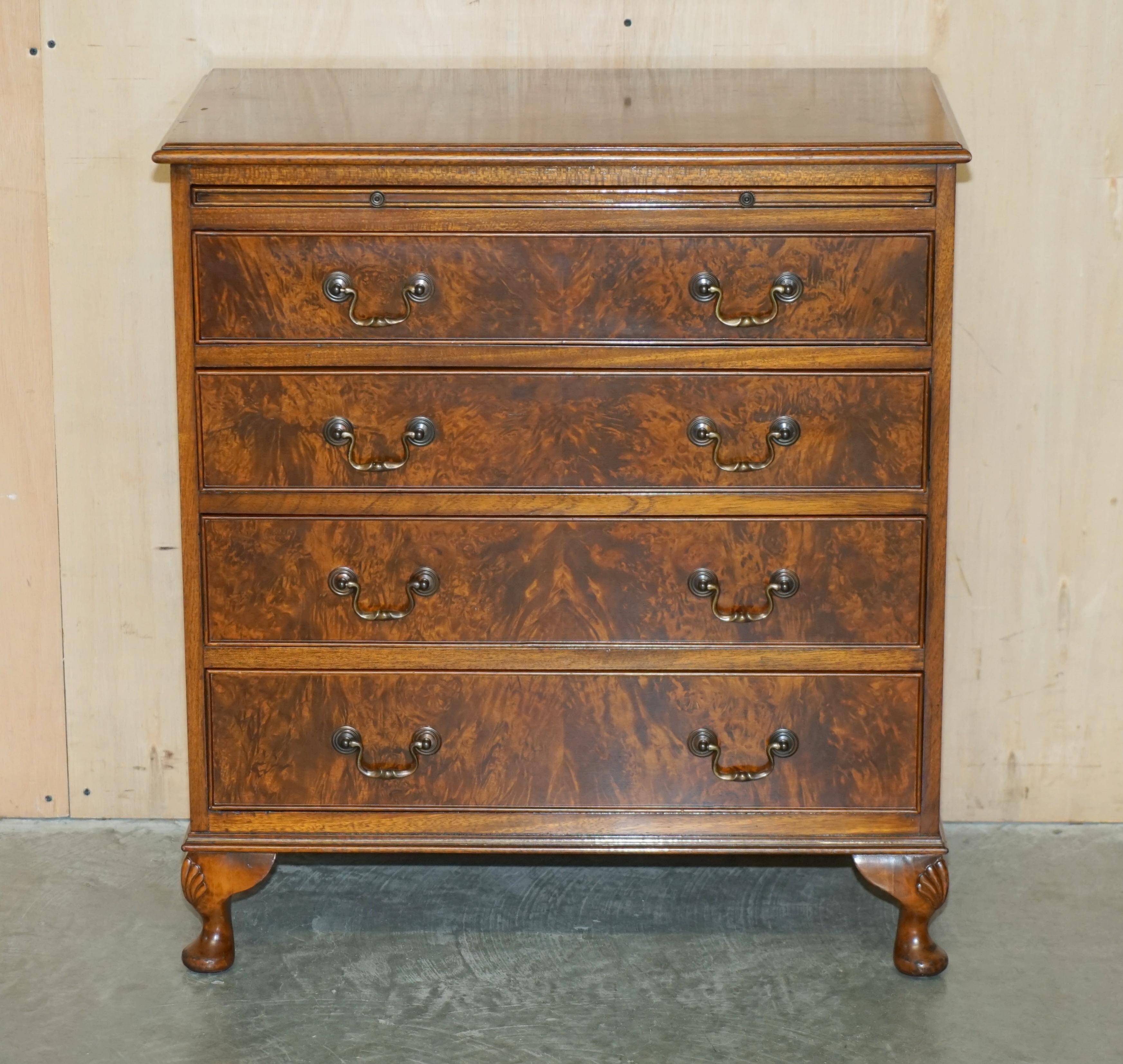 1940s vintage walnut commode with butler's serving tray.