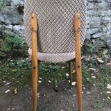 Wooden and velvet chairs 60s