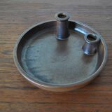 Candle holder made of stoneware with a harefur glaze