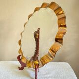 Dish signed Annie Glass 38/31 made in USA wavy edge gilded with 24k fine gold