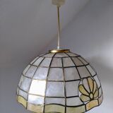 Mother-of-pearl and brass pendant light