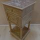 Late 19th century bedside table in painted maple burl, marble top