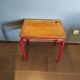 School desk in oak and red metal 1960