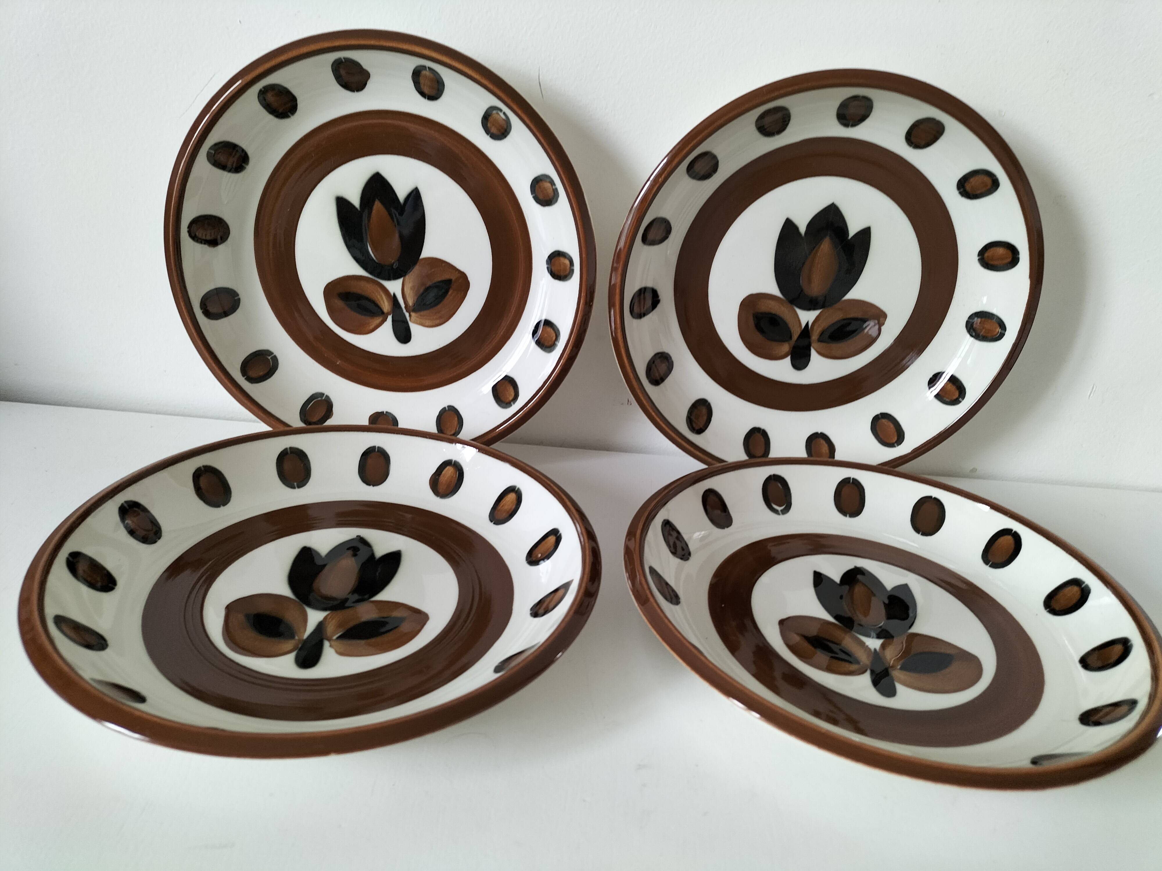 4 deep plates Boch La Louvière model Kimono