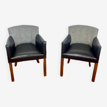 Armchairs 60s, gray white and black.