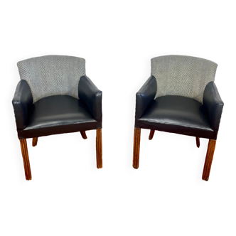 Armchairs 60s, gray white and black.