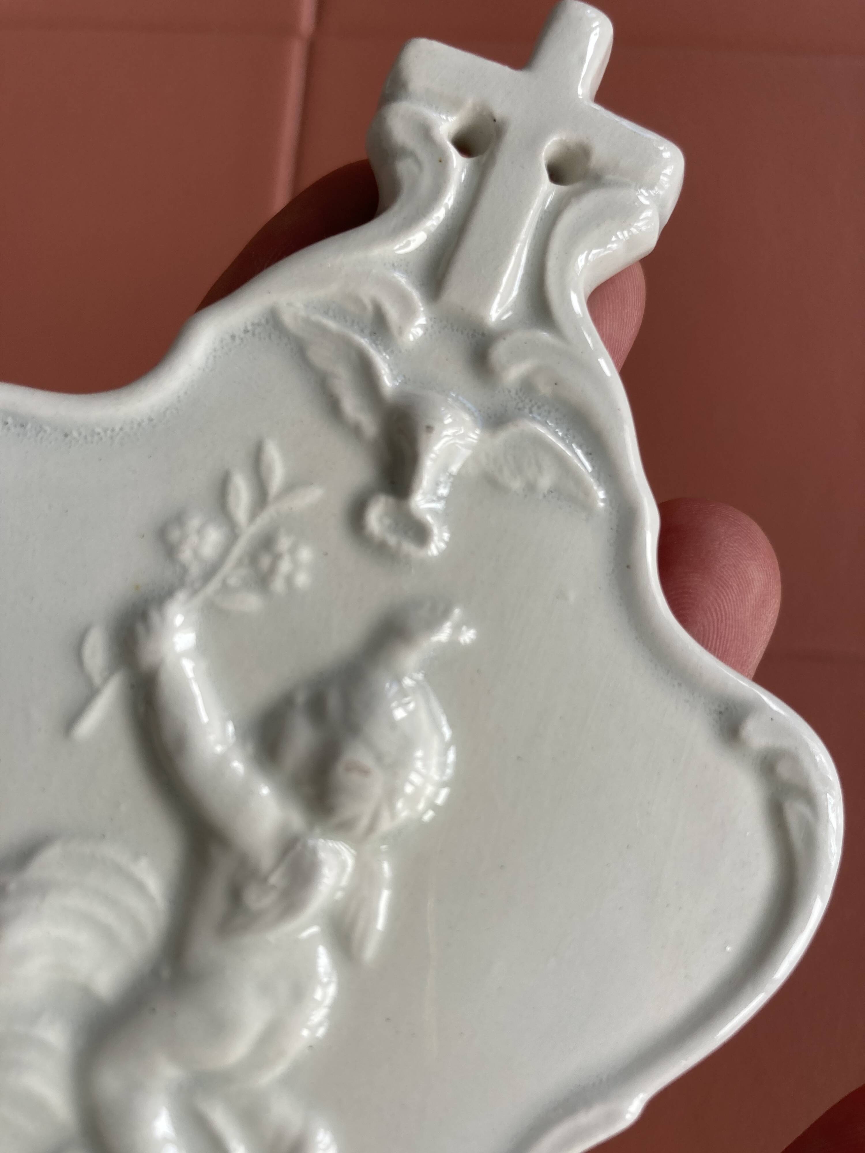 19th century porcelain angel holy water font