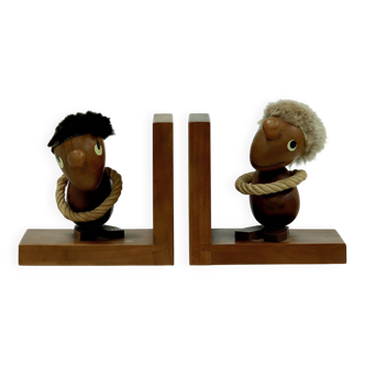 Danish Design Optimist and Pessimist Book Ends by Hans Bolling 1960s