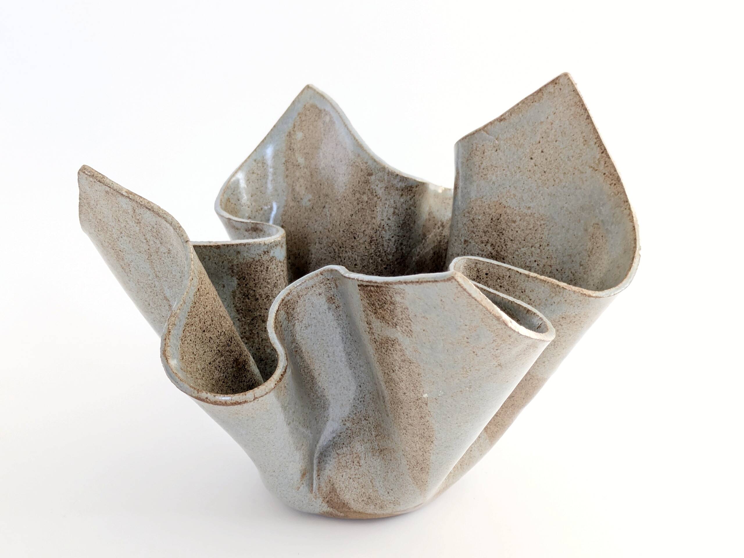 Vintage Willy Guhl style folded ceramic vase, 1960s