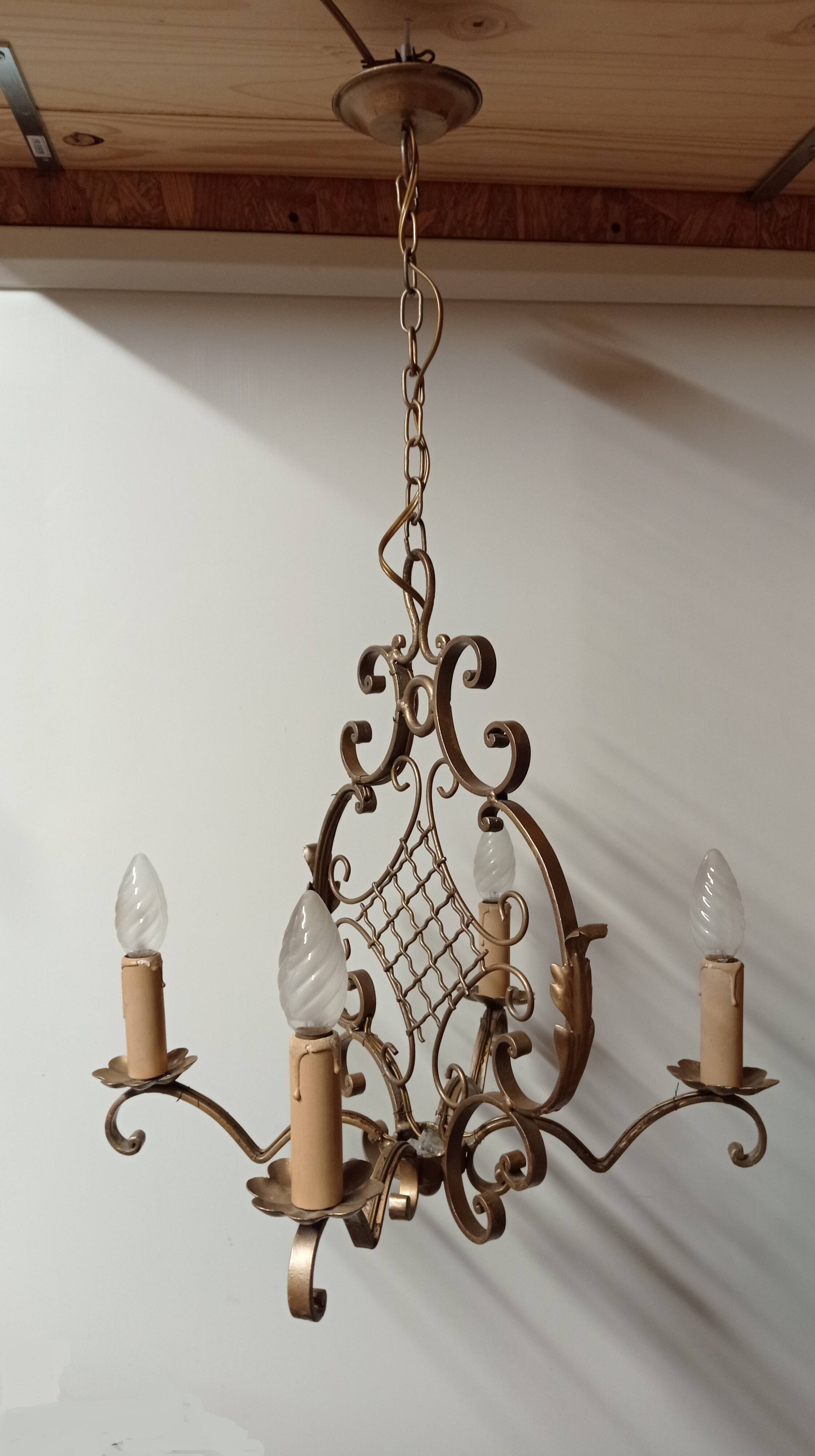 Bronze Cross Chandelier, 1940s
