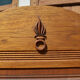 Art Deco screen with 7 panels carved with the insignia of the Foreign Legion, circa 1940