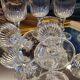 6 chiseled glass foot glasses