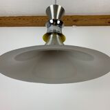 Scandinavian space age pendant lamp by Bent Nordsted for Lyskaer brushed steel 70s