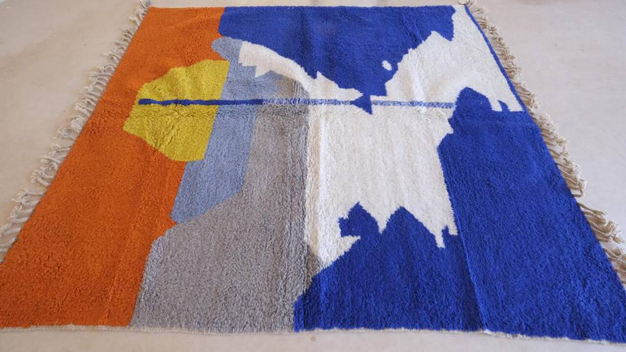 Custom-made traditional hand-woven wool Berber rug